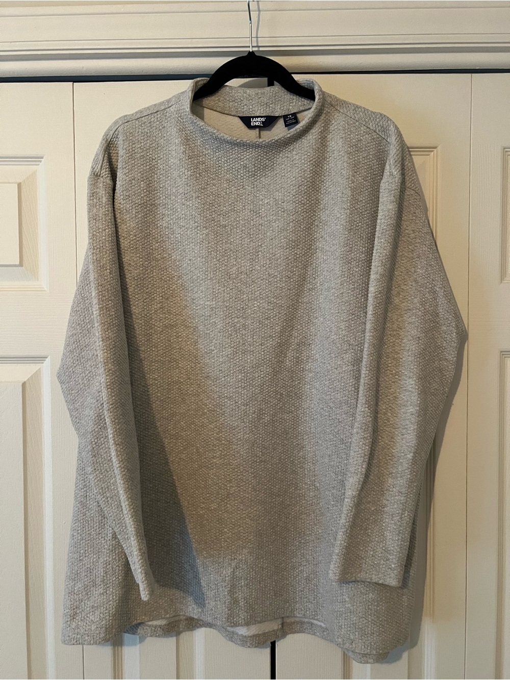 Lands' End Women's Heather Light Gray Cowl Neck Sweater